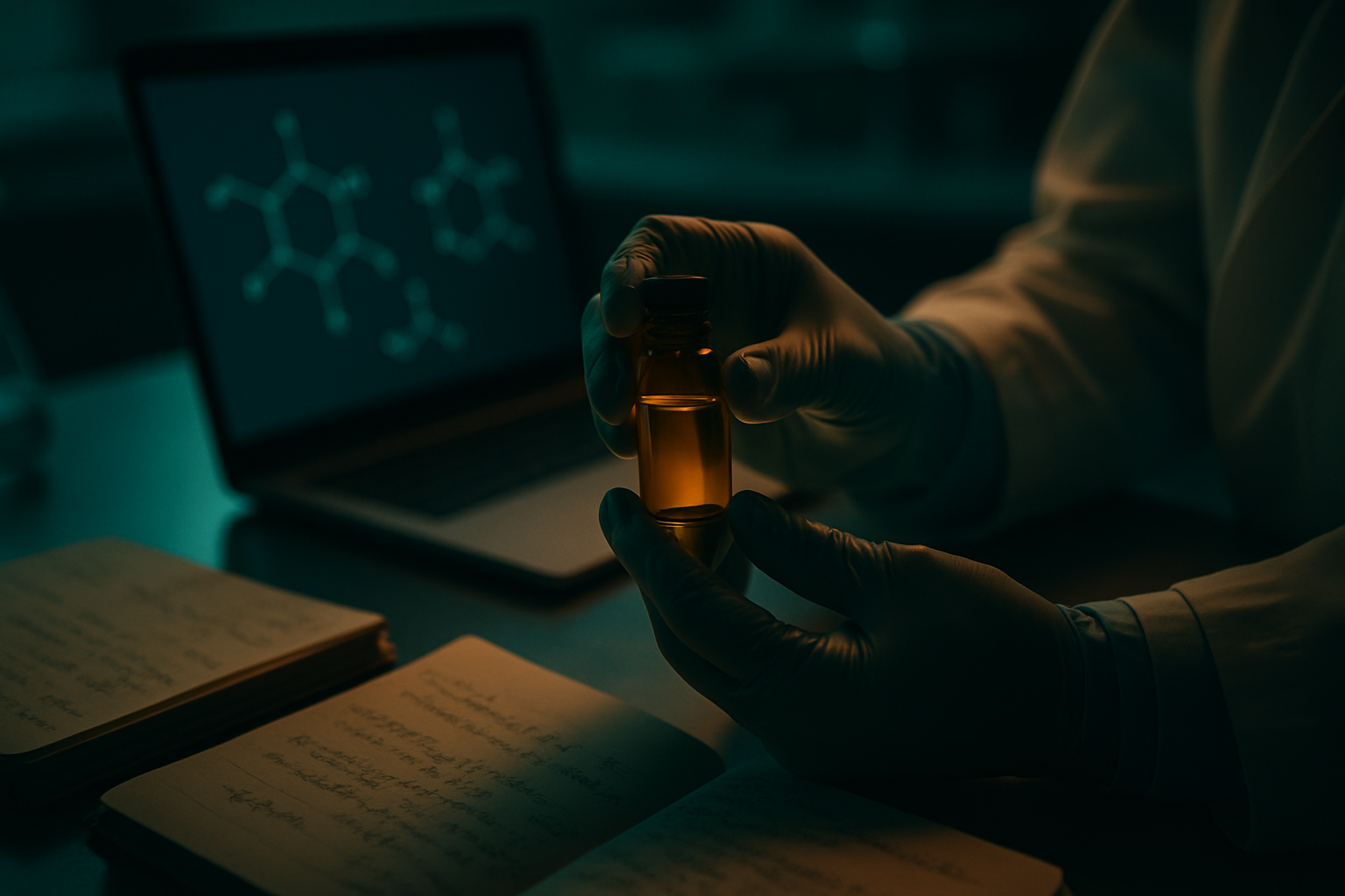 Peptide research lab bench