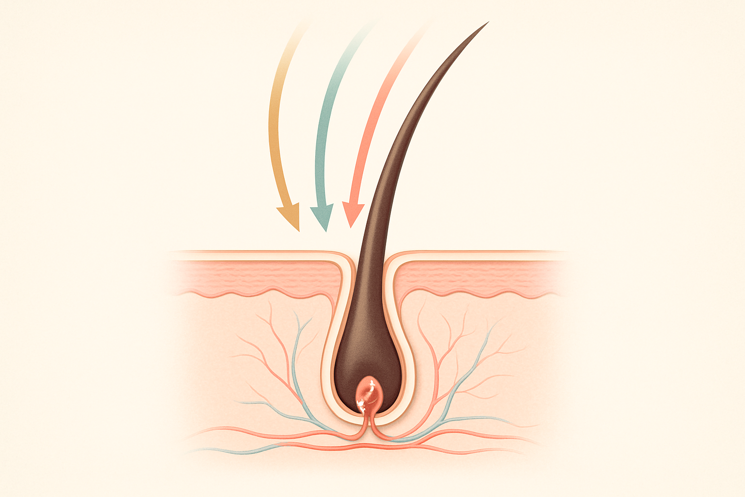 Hair follicle cross-section with five peptide signals